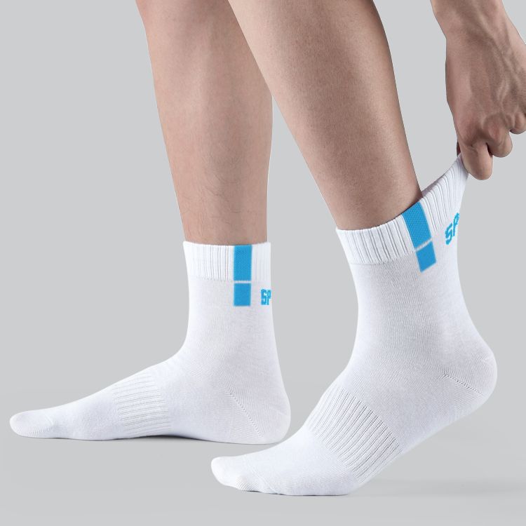 Summer men's breathable mesh cotton socks sweat absorbent breathable white tube socks SP letter socks men's sports socks