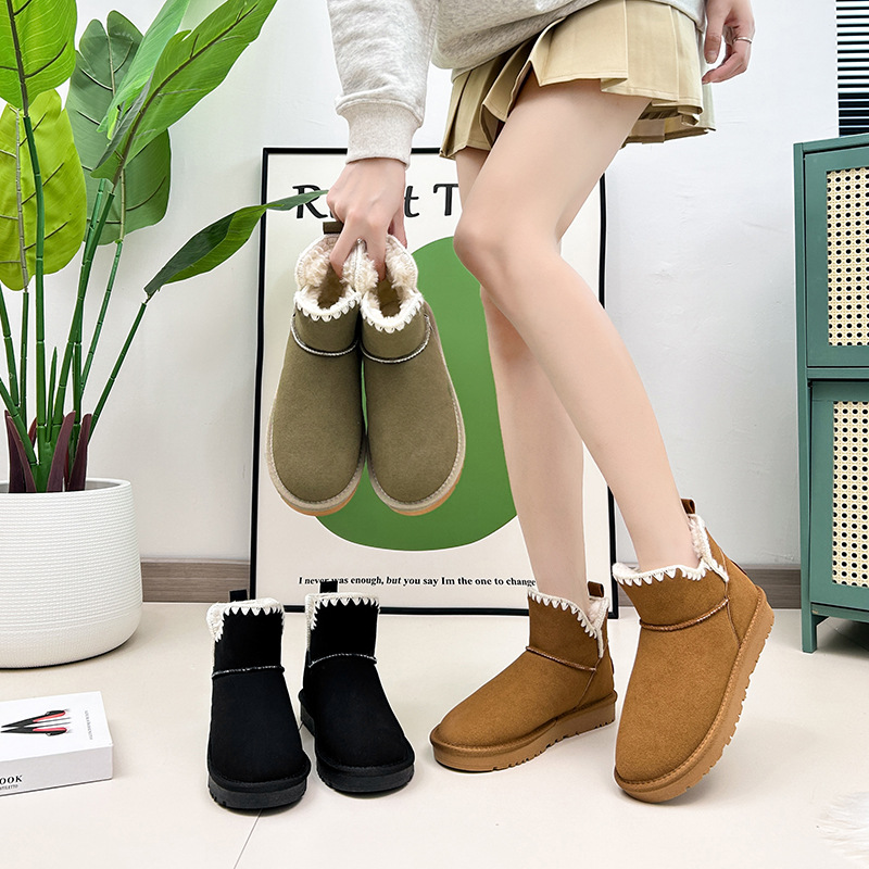 Chaussures chaudes en peluche polyvalentes à fond plat pour femmes, chaussures décontractées confortables pour l'hiver 2023_voghion.com