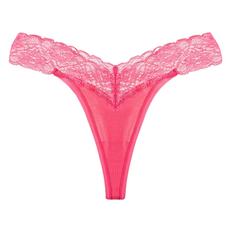 Transfronterizo nuevo europeo y americano asiático sexy encaje ropa interior chica T pantalones de cintura baja ropa interior de algodón transpirable Tanga de las mujeres