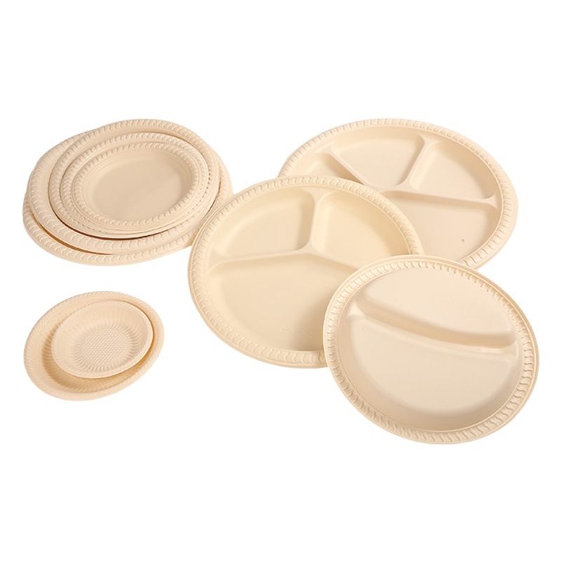 Corn starch disc degradable cake dessert small dish fruit multi-grid disc multi-specification disposable plate