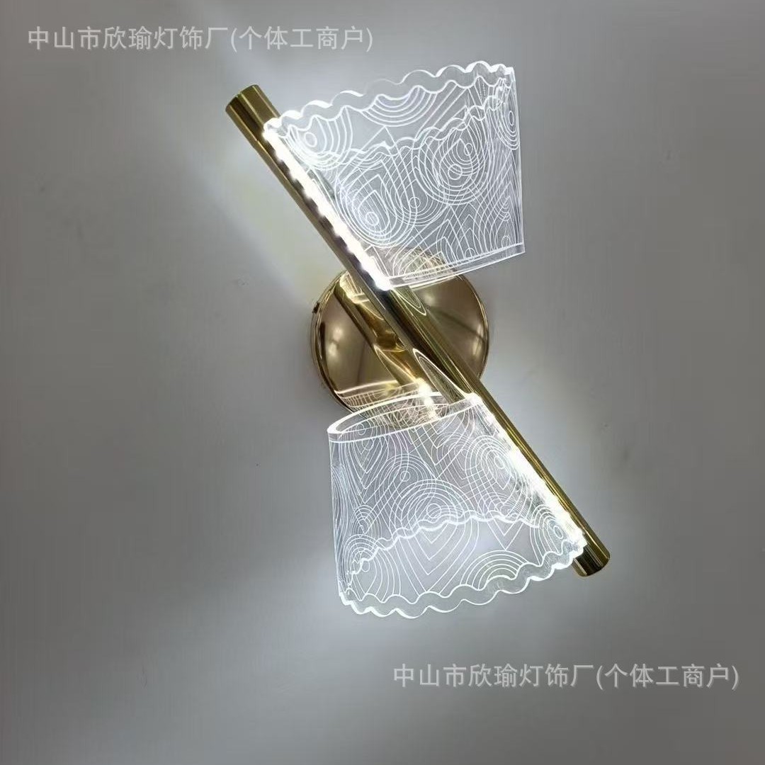 Nuevas luces de pared acrílicas transfronterizas pasillo de fondo lámpara de pared decorativa sala de estar dormitorio cama lámpara de pared lujosa