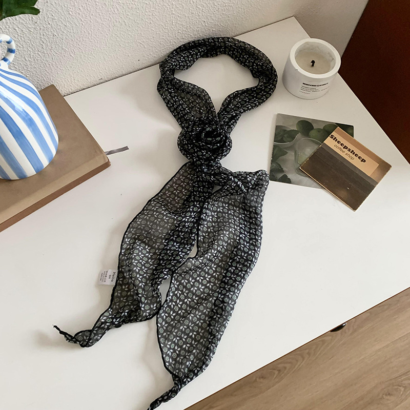 Bufanda de seda, banda larga, sentido de alta calidad, lunares, corbata delgada y estrecha, cinturón, bolso envuelto, cinturón para el cabello, cinta para el cabello, serpentina