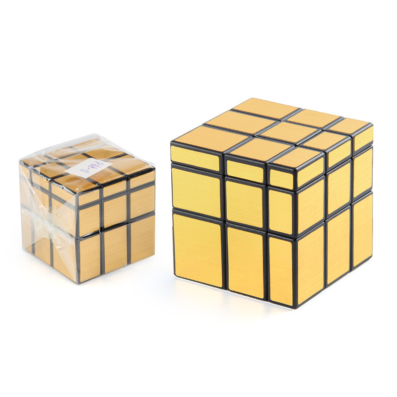 Puzzle segundo y tercer orden oro-plata espejo cubo rubico suave rotación de forma extraña cubo rubico dedos descompresión cubo rubico bolsa de juguetes