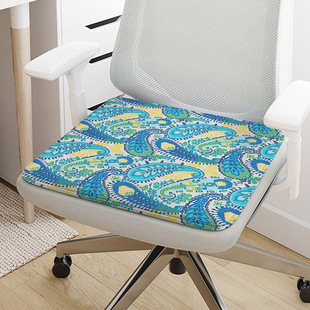 Cross-border New Green Cashew Flower Printed Cushion Office Sedentary Memory Foam Non-slip Cushion Leather Cushion Thickened