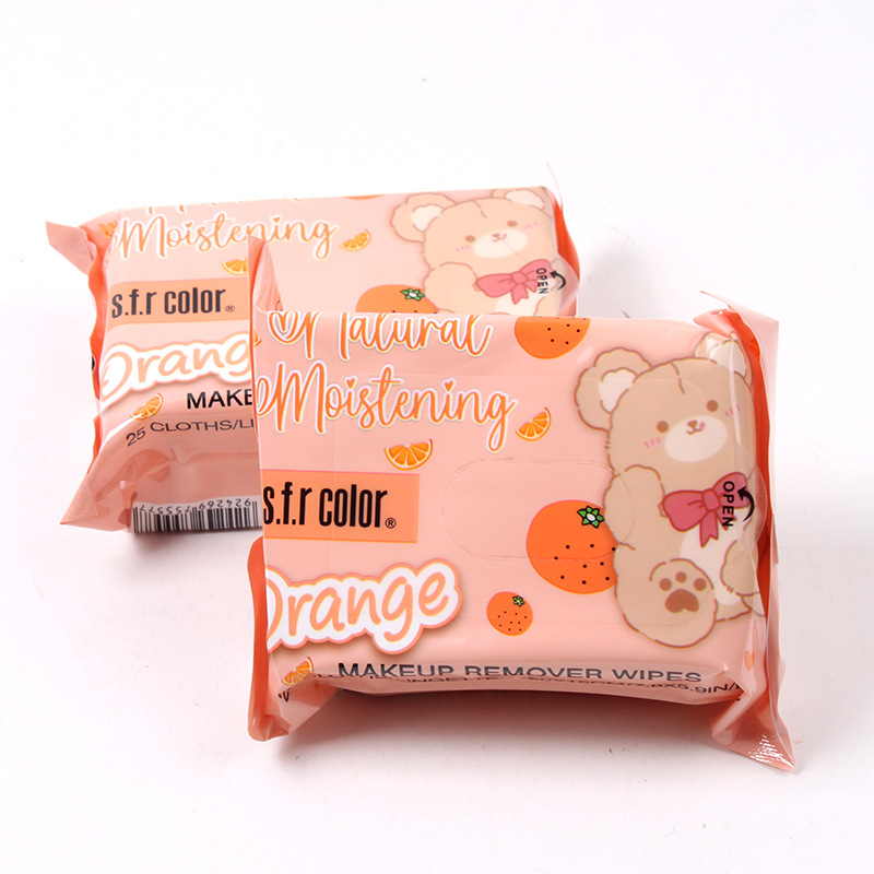 25 unids mandarina maquillaje removedor toallitas desechables facial Suave limpieza desechable maquillaje removedor toalla al aire libre limpieza facial lavado toalla