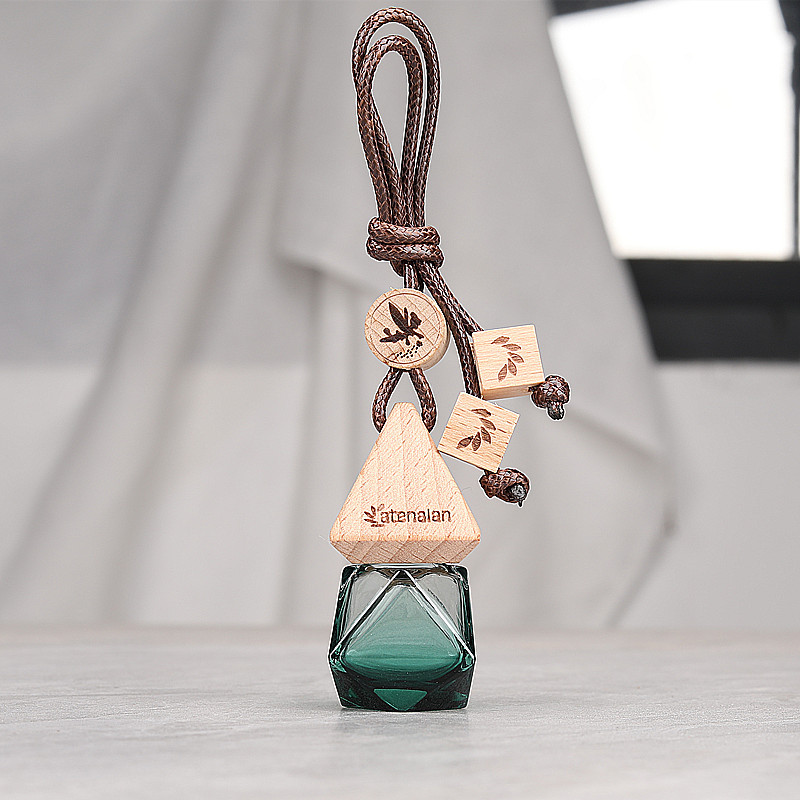 G014-8ml 車用ストラップ車用アロマセラピーボトルペンダントミニ揮発性ガラス詰め替えエッセンシャルオイル空ボトル