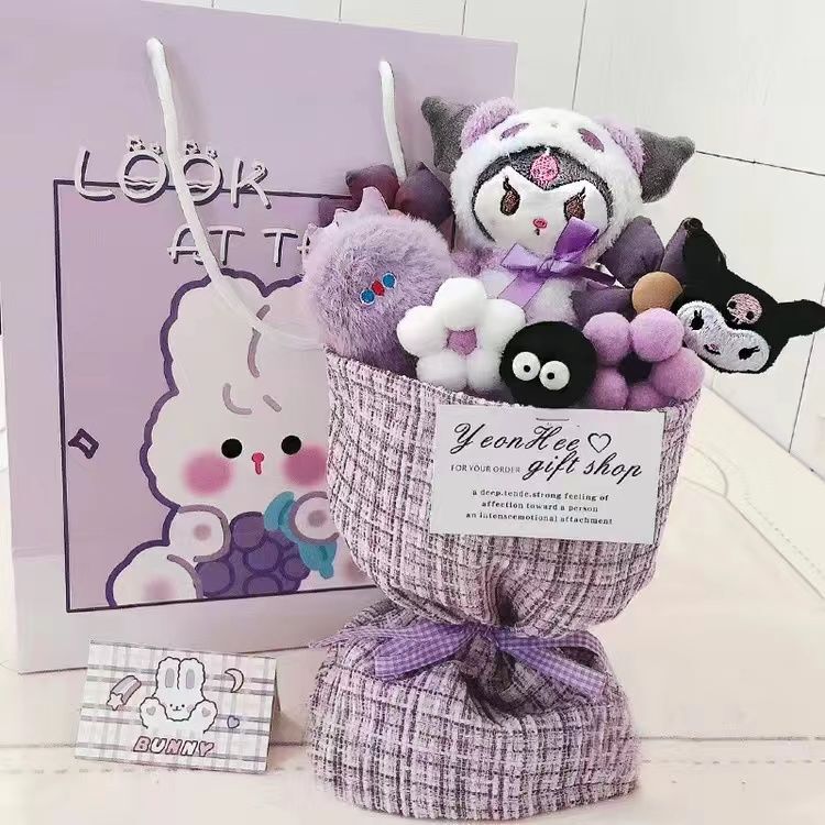Women's Day Bouquet, Kuromi Cartoon Doll Bouquet, Birthday Gift, Plush Toy for Girls Women's Day Bouquet, Kuromi Cartoon Doll Bouquet, Birthday Gift, Plush Toy for Girls