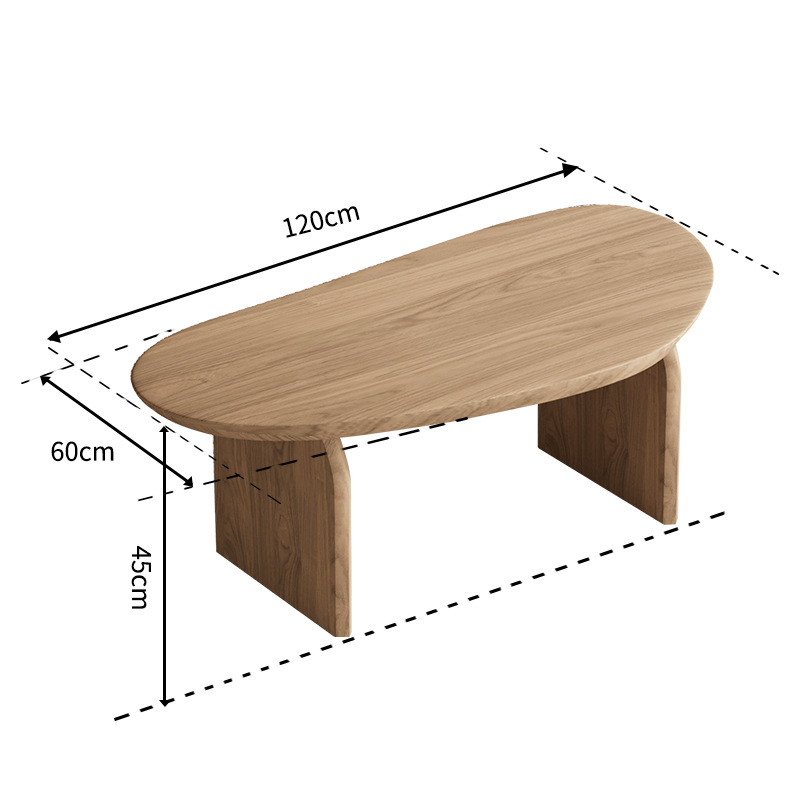Mesa de centro de troncos exquisita de estilo japonés nórdico Sala de estar Mesa de té ovalada Casa de familia retro Mesa de diseñador creativo