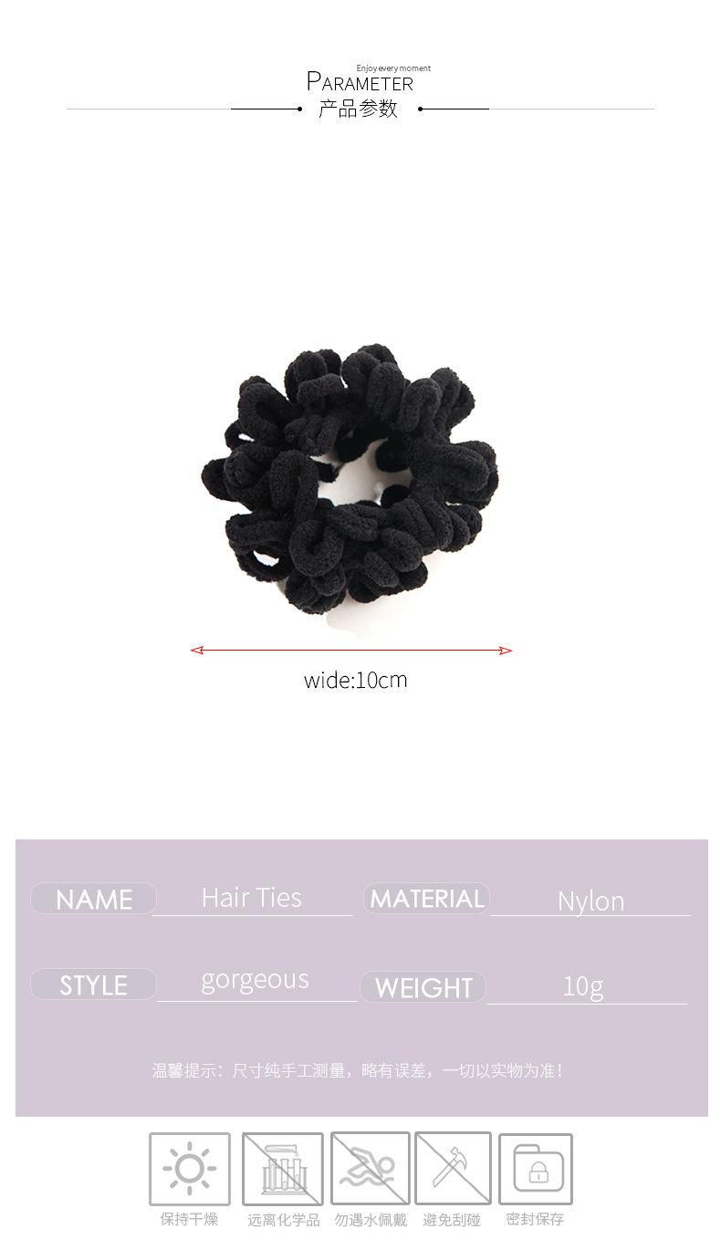 Autumn And Winter Plush Hair Band Women's Pleated Beard Edge Velvet Elastic Wide Rubber Band Ins Hair Rope Rubber Band Simple Hairtie display picture 4