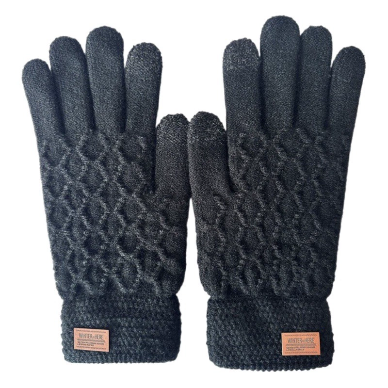 Новые Мужские осенне-зимние вязаные теплые утолщенные перчатки с сенсорным экраном на флисовой подкладке, мужские зимние производители бриллиантов для верховой езды в наличии