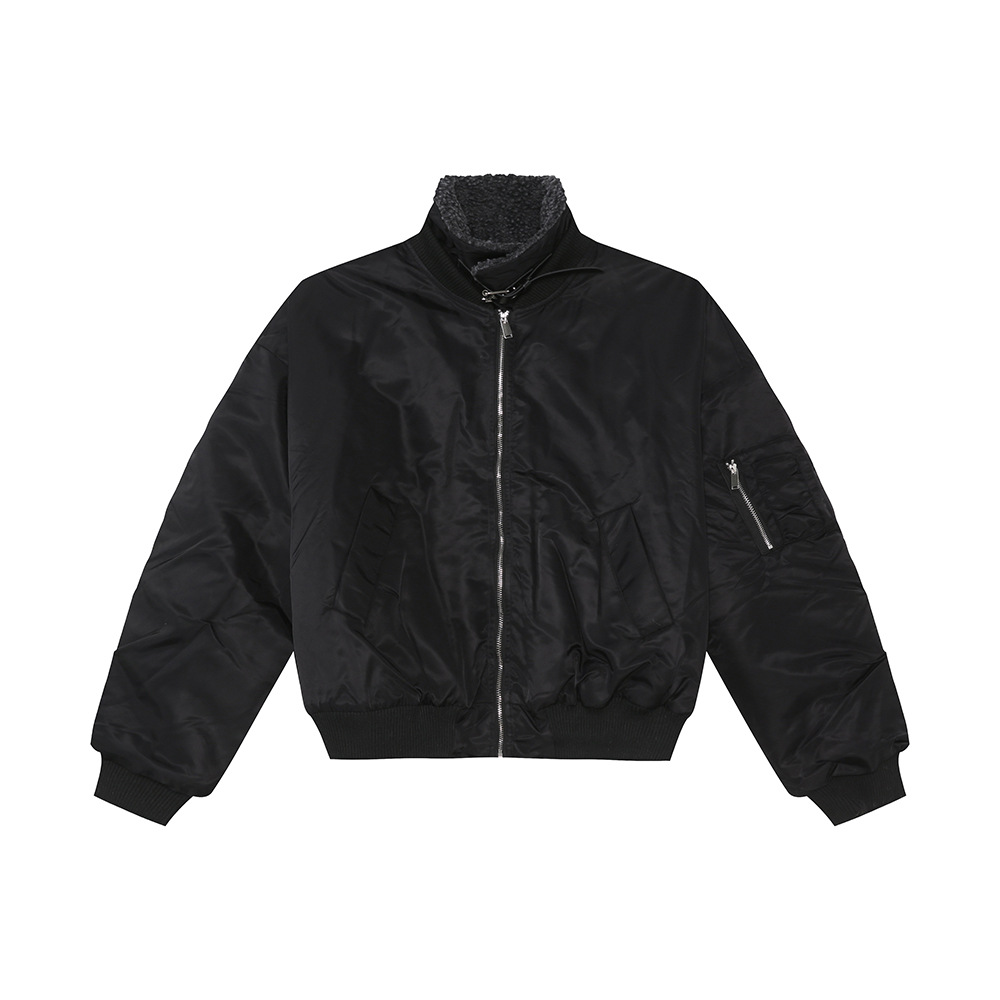 MTLCLOTHES Hombres| Nuevo invierno americano engrosado costura de cordero con solapa chaqueta de vuelo de algodón ropa de moda