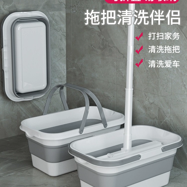 Складное ведро для швабры, прямоугольное ведро для мытья швабры, плоская мочалка, большое ведро для мытья полов, ведро для мойки автомобиля