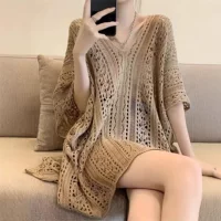 DUTRIEUX: Комплект вязаный свитер в европейском стиле oversize, хаки, плюс размер XL-5XL