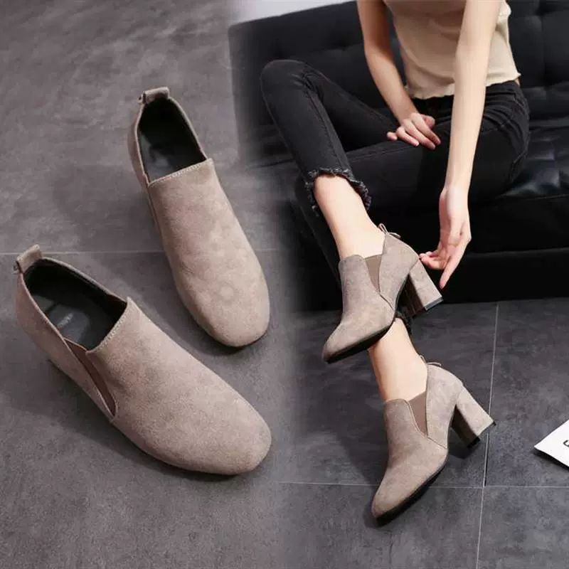 Осень 2017, Женская Однослойная обувь, новинка весны и осени, Женская универсальная обувь на высоком каблуке с квадратным носком и толстым каблуком на среднем каблуке, матовая Винтажная обувь