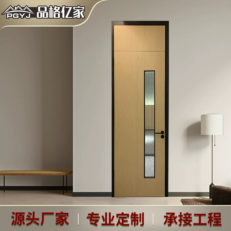 Деревянная дверь для ванной комби solid wood стеклянная плоская дверь внутренняя комната спальня одна дверь алюминиевая рама стеклянная дверь