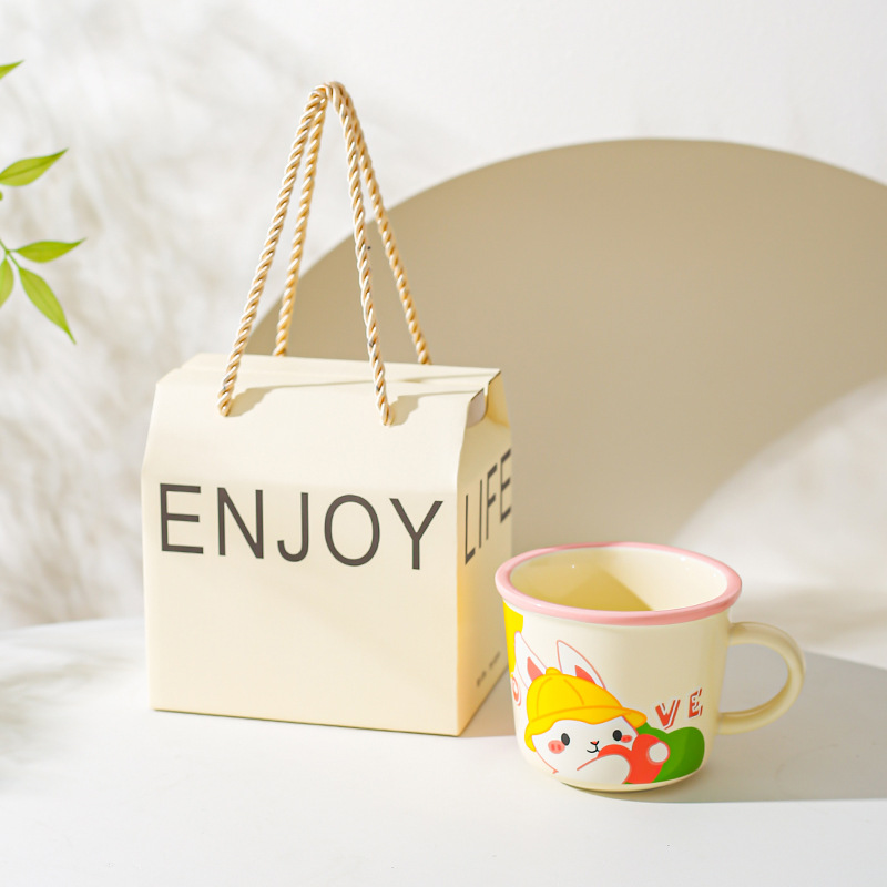 Diseño de nicho de oficina taza de agua, taza de dibujos animados, taza de marcas de animales, taza de desayuno de leche para parejas