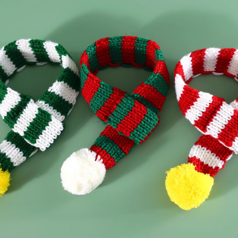 Pet Christmas Scarf Cat Dog Rabbit Fur Striped Scarf Warm Bib Photo Pet Christmas Scarf Cat Dog Rabbit Fur Striped Scarf Warm Bib Photo