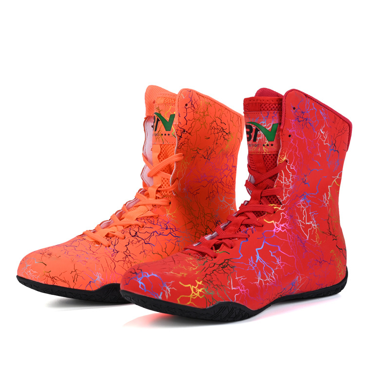 BN FIGHT boxing shoes men's high-top combat competition training shoes wrestling shoes Sanda shoes fitness boots Muay Thai