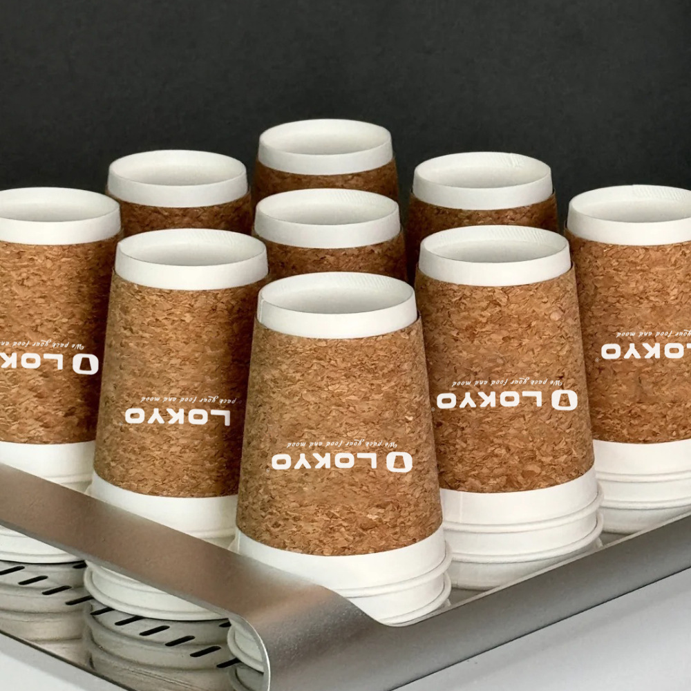 Vaso de papel transfronterizo para bebidas frías y calientes, vaso de corcho de doble capa de 8/12/16 oz, vaso para té con leche, ecológico y biodegradable.