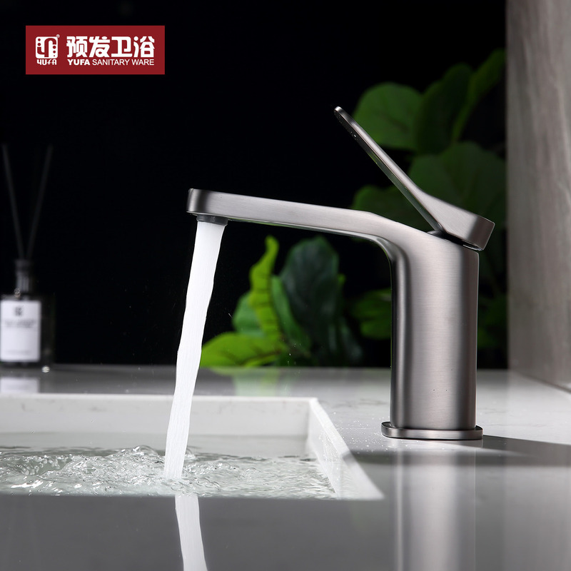 Kaiping advance cross-border Amazon hotel engineering basin faucet bathroom full copper gun gray hot and cold faucet