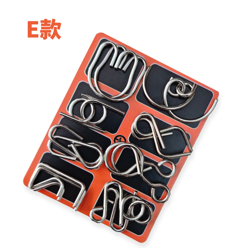 Hebilla de anillo de desmontaje de ocho piezas ABC venta al por mayor de 8 piezas de 24 piezas juego completo de nueve hebilla intelectual de juguete educativo de metal de cadena