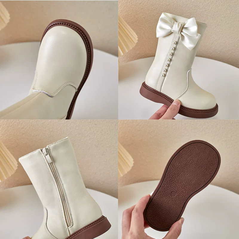 Girls' Martin Boots 2026 Autumn and Winter New Style Little Girl's Ruffled Edge Princess Short Boots Korean Style Fleece-Lined Warm Cotton Boots