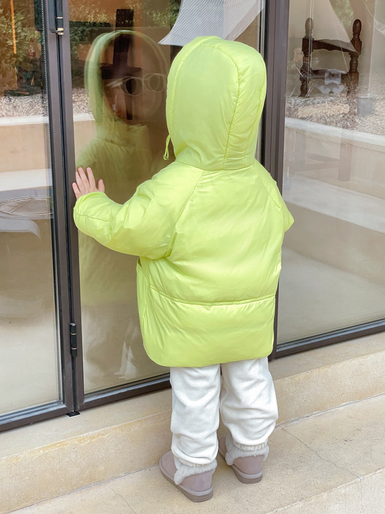 Tongluoke Herbst und Winter neuer Farbkontrast-Spleißtrend Kinderkleidung weiße Entendaunen mit Kapuze im ausländischen Stil_voghion.com