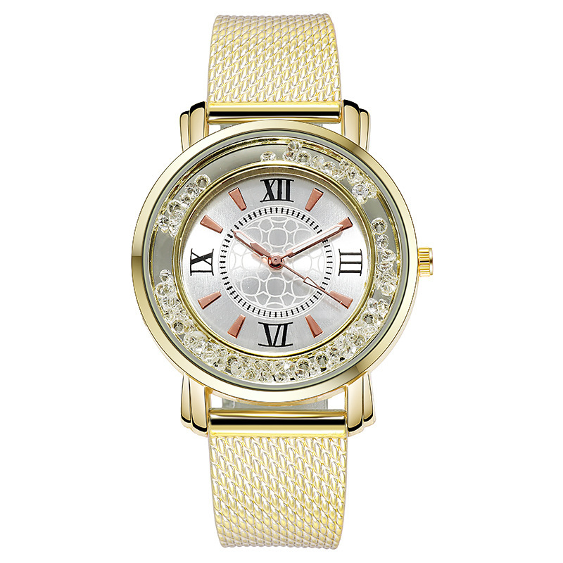 Montre à Quartz pour femmes, nouvelle maille en plastique avec perles de sable à la dérive_voghion.com