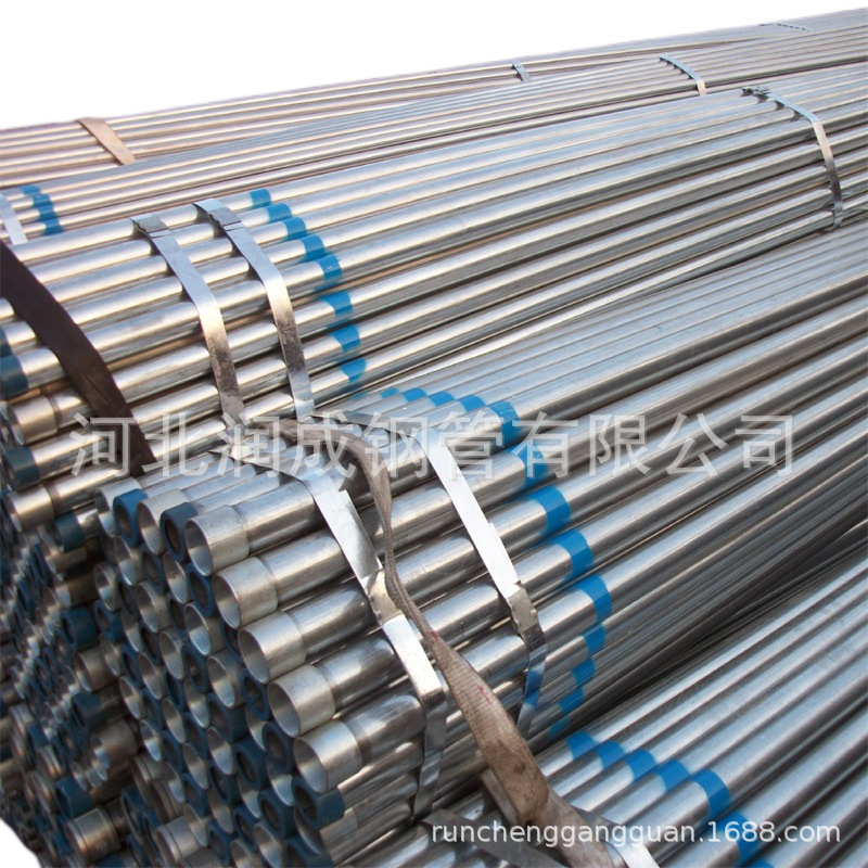 出口BS1387-1985热销镀锌管 ASTM A53GRB两端车螺纹带管箍镀锌管