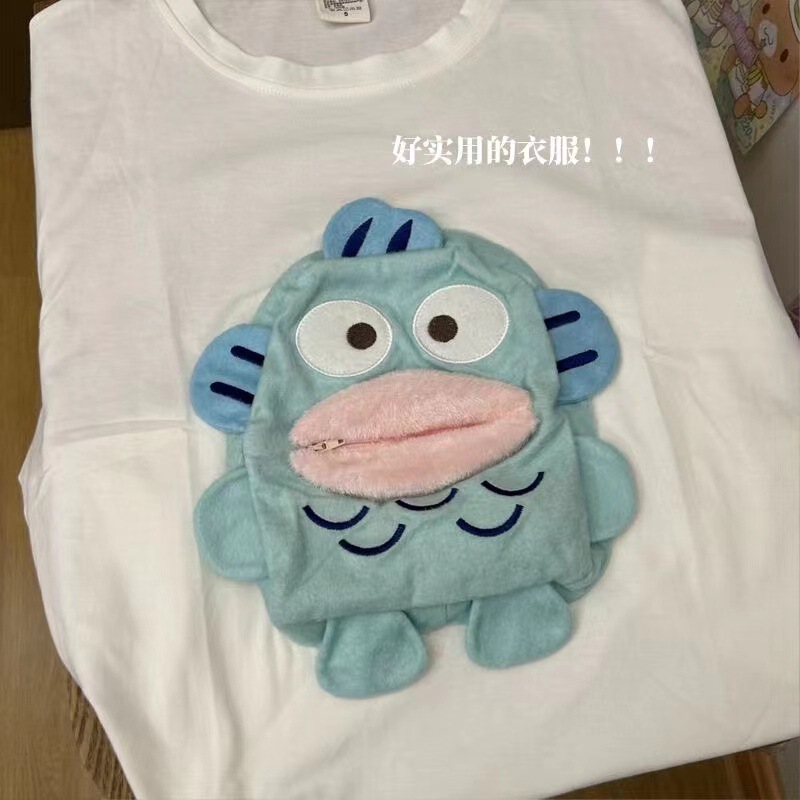 [with Paper] 2025 Popular Clownfish Tissue Short-Sleeved Cute Short-Sleeved Flap Pocket Pants T-Shirt for Adults and Kidsren