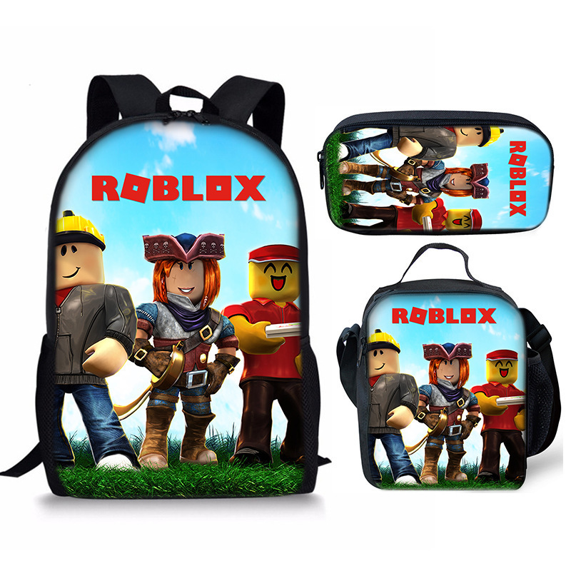 3D 新製品 Roblox 学生スクールバッグ ランチバッグ ペンシルバッグ Roblox プリント バックパック 3 点セット|undefined