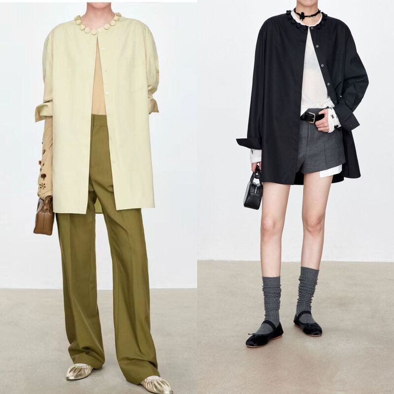 joc is required!! Good style slimming multi-color biscuit design simple lazy urban Korean style loose shirt