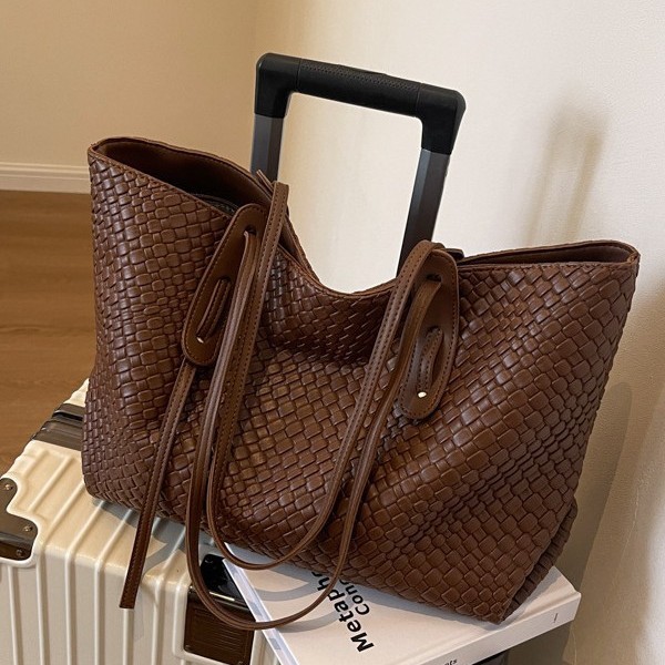 Nuova collezione autunno/inverno 2025, borsa a tracolla di grande capacità con motivo intrecciato retrò, modello di nicchia, per donna, prodotta in fabbrica._voghion.com