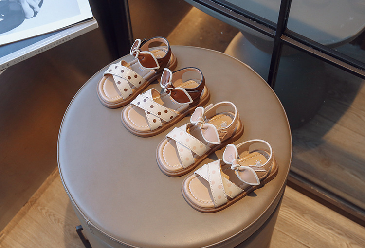 Sandali da principessa per bambina 2024 nuovi Dot Bow, scarpe estive traspiranti e alla moda_voghion.com