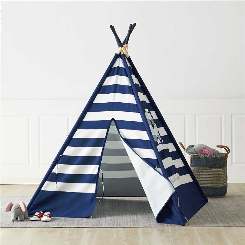 蓝色横条四面帐篷