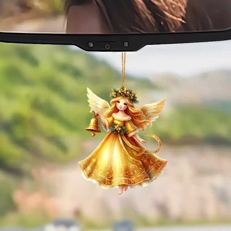 Nuevo árbol de Navidad lindo ángel decoración colgante acrílico plano transfronterizo coche que usted colgante decoración espejo retrovisor image 2