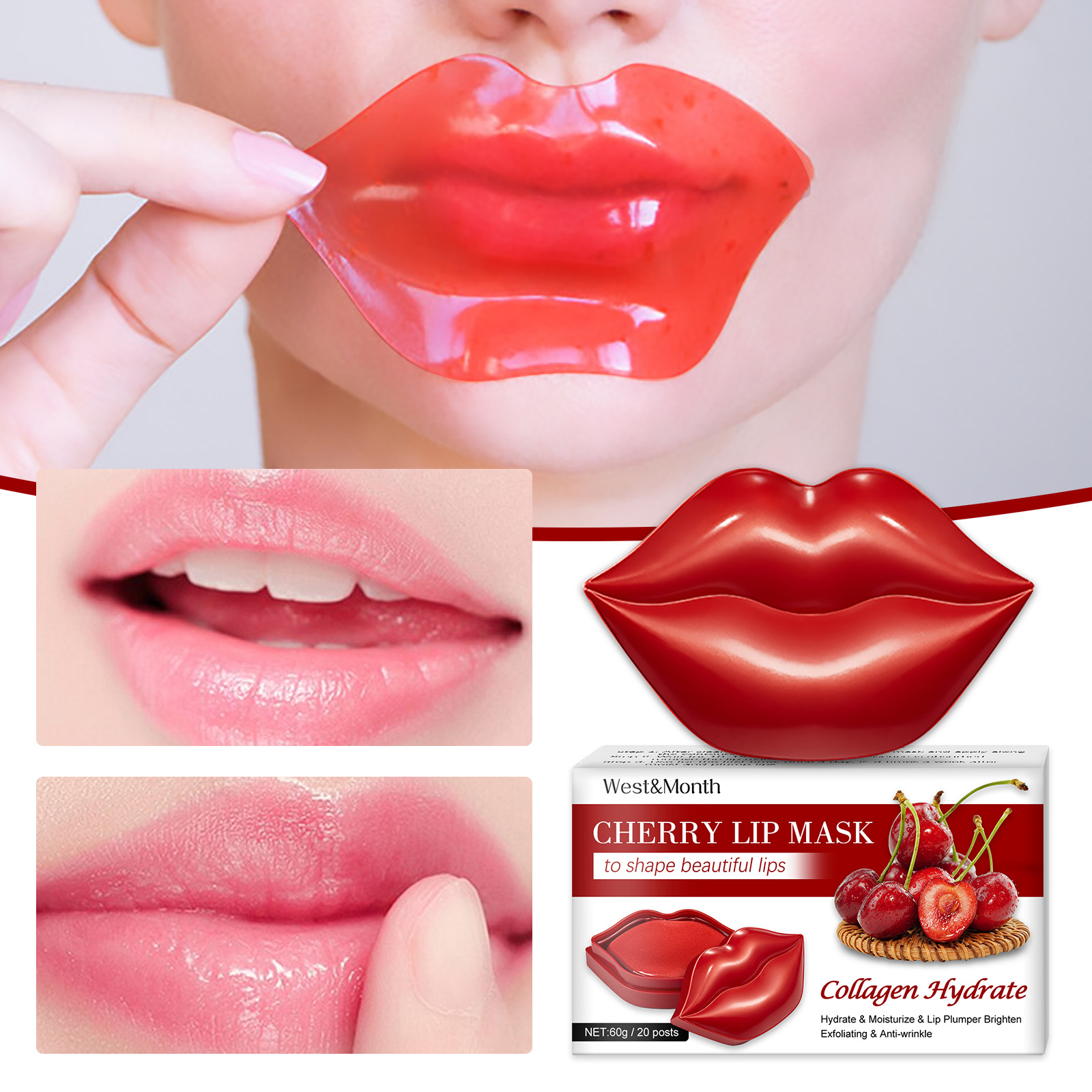 Wet&Month Cherry Jelly Lip Make-up Hydratuje, odstraňuje keratín, zosvetľuje vrásky, hydratuje pery a dodáva perám objem._voghion.com