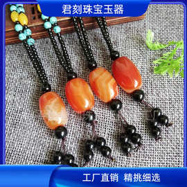 批发缠丝玛瑙原石吊坠鹅卵石雨花石手把件原石打磨玛瑙挂件毛衣链