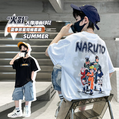 Boys' Summer Short-Sleeve T-Shirt 2024 New Arrival for Middle Kids Trendy Brand Half-Sleeve Summer Outfit Children Anime Top T