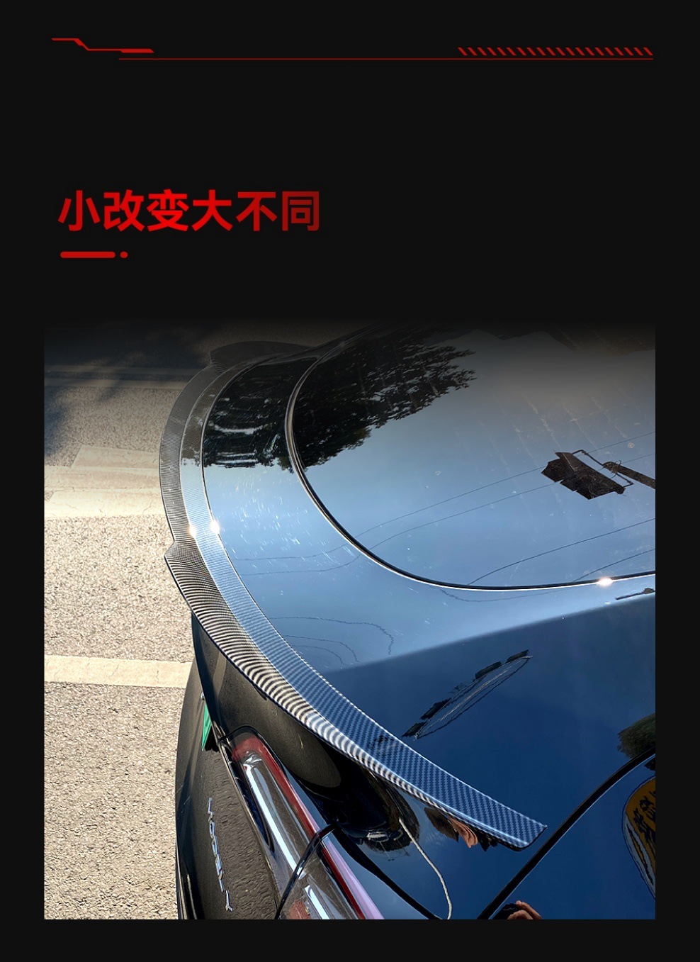 Suitable for 2020+ Tesla Tesla Model Y Rear Wing Top Wing Fixed Wind Wing Spoiler Car Sticker Cross-Border Modification