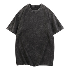外国貿易の重いポンドの純綿は水洗いして古い半袖のtシャツの男性の潮の札のゆったりしている夏のアメリカの空白の版の上着を作ります。