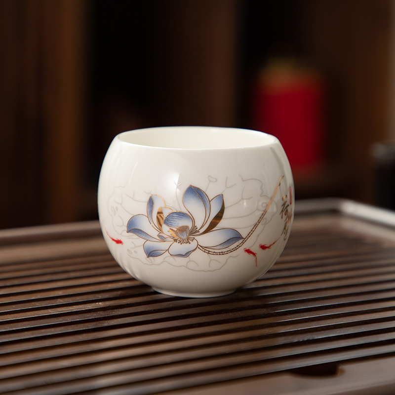 德化陶瓷杯罗汉杯主人杯单杯高端羊脂玉白瓷单个茶杯高档个人专用|undefined