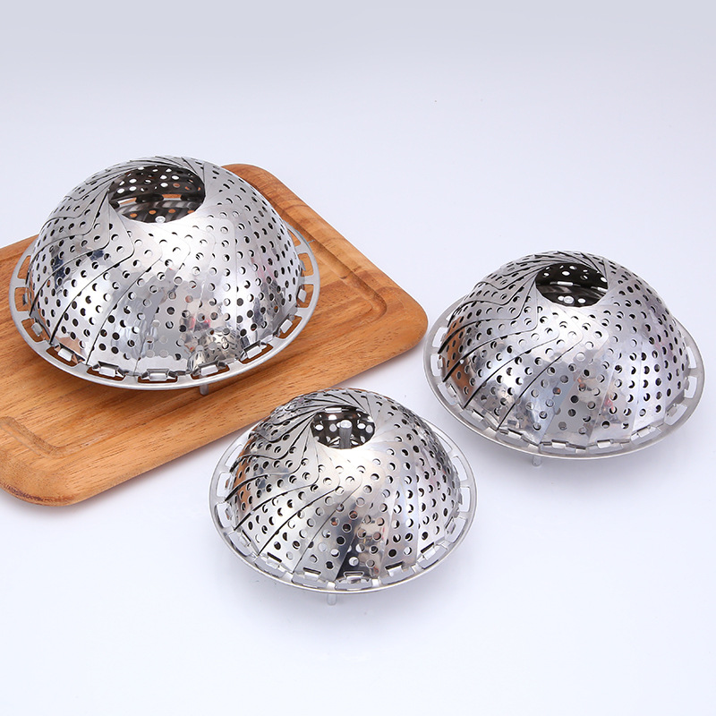 Vapor retráctil de acero inoxidable vaporizador plegable vaporizador loto pieza hogar vapor plato caliente al vapor relleno bollo almacenamiento cesta de frutas