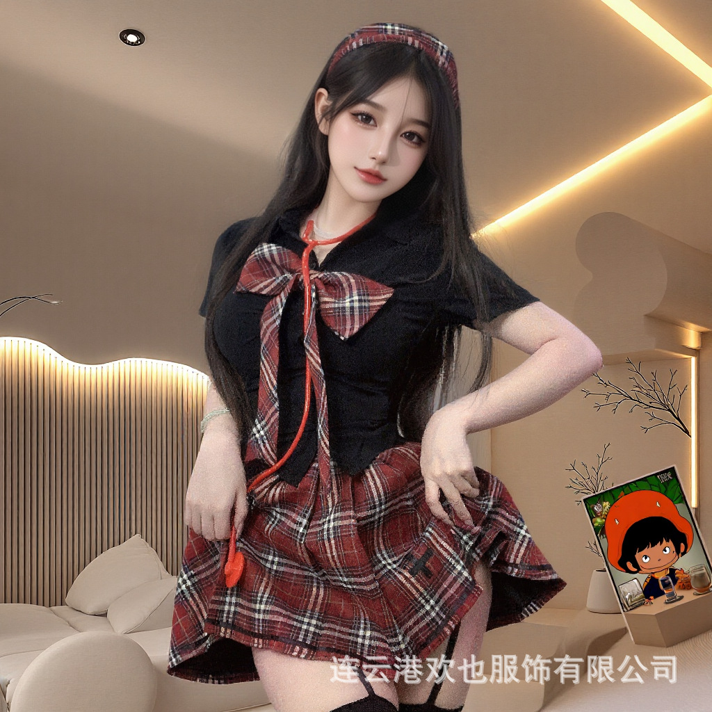 Ge Meng sexy lingerie pure desire jk uniform pleated skirt shirt suit campus student outfit ny