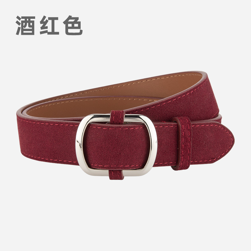 Cross-Border American Retro Matte Genuine Leather Belt For Women, Decorative Suit Fashion High-End Pin Buckle Leather Belt Wholesale - Thumbnail 6