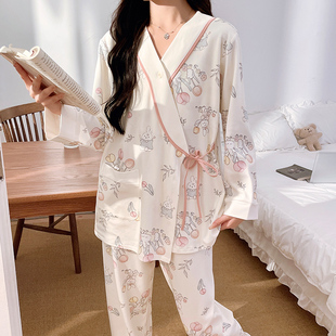 Spring and Autumn New Chinese Style Pure Confinement Clothes with Breast Pads for Postpartum Mothers and Pregnant Women Breastfeeding Pajamas Summer Thin Suits