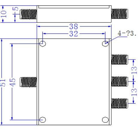 SMA头8000-12000MHz射频微带三路功分8-12G一分三功率分配合路器