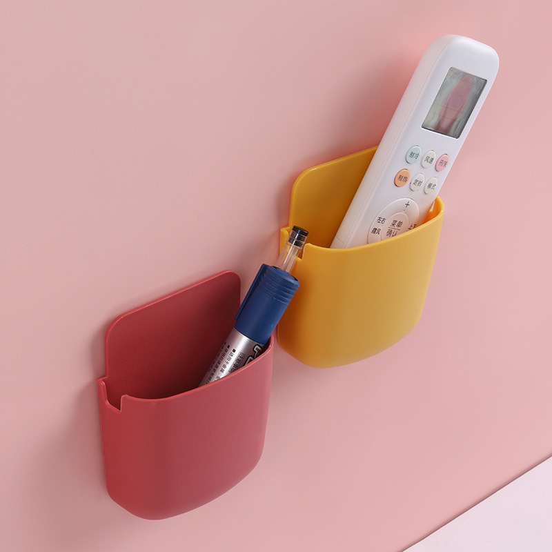 Caja de almacenamiento de control remoto montada en la pared Sala de estar Estante de almacenamiento de noche Soporte sin perforaciones Estante de almacenamiento de carga del teléfono móvil doméstico