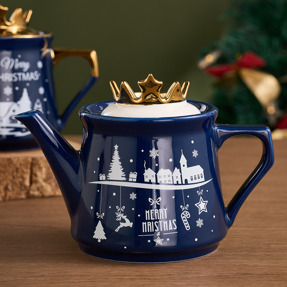Ins encantador dibujo animado nieve regalo de navidad taza de cerámica set de té regalo de navidad regalo casual
