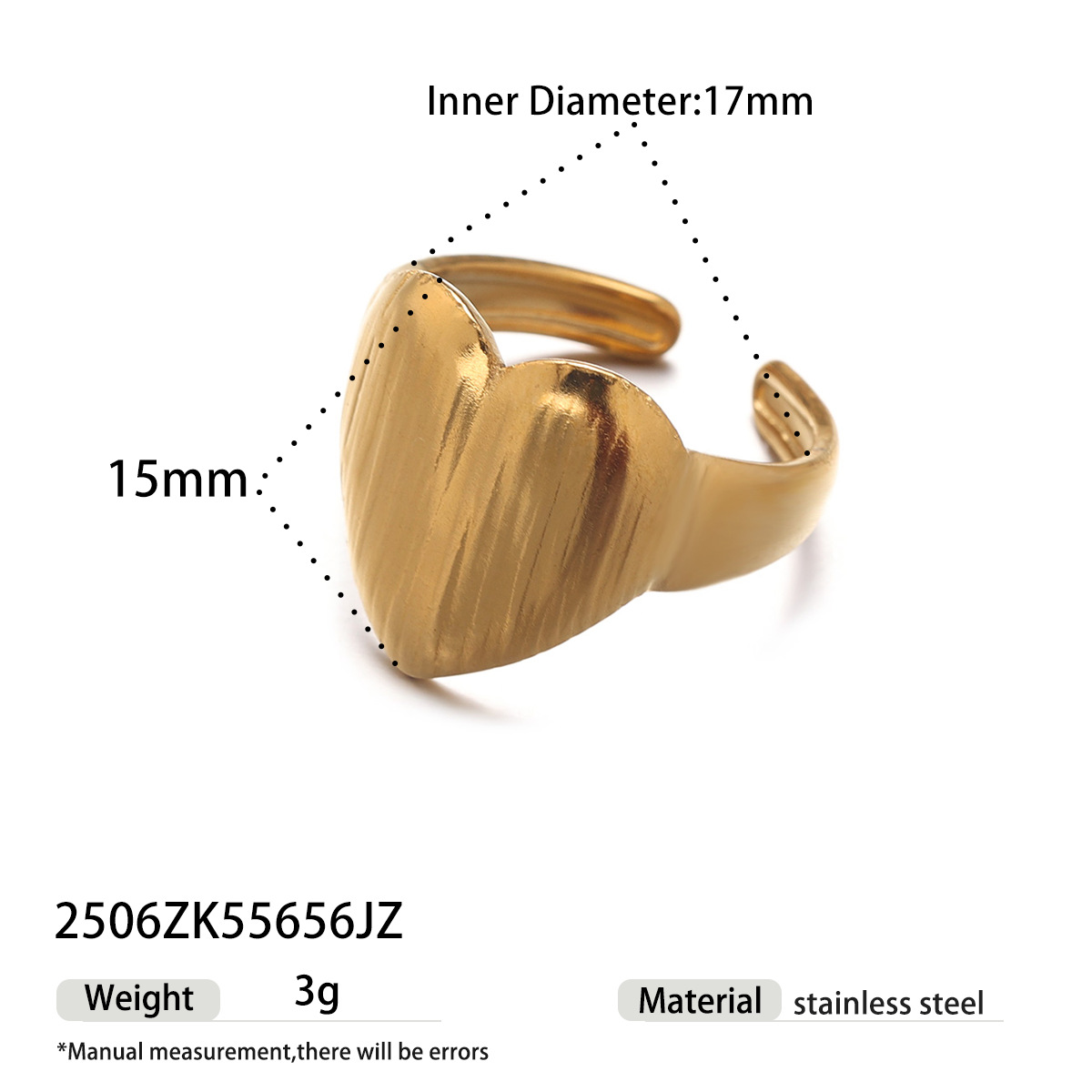 Taena anillo de acero inoxidable europeo y americano femenino no se desvanece, amor irregular, patrón de martillo, anillo de acero de titanio, joyería explosiva transfronteriza